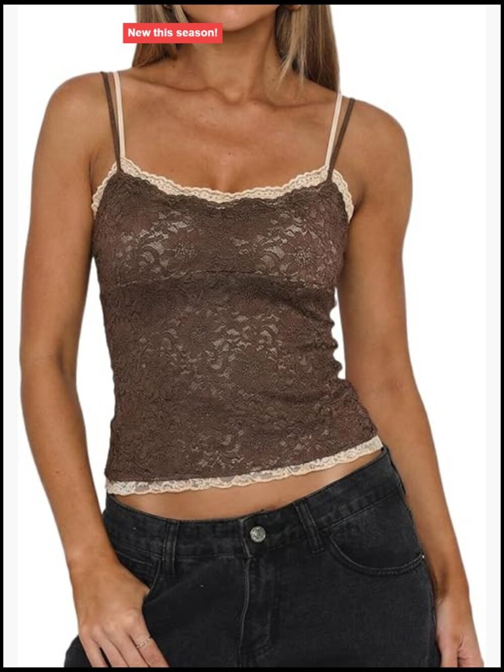 Women's Double Layer Lace Camisole Tank Scoop Neck Y2K Going Out Cami